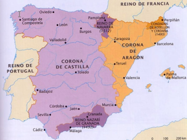 Mapa unificación reinos de España 